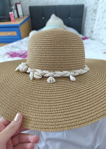 Boncuklu Bej Örgü Bohem Kadın Şapka - Görsel 2