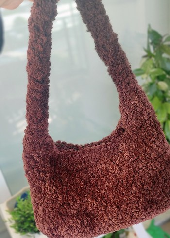 Örgü Bohem Kadın Çanta - Kahverengi - Görsel 5