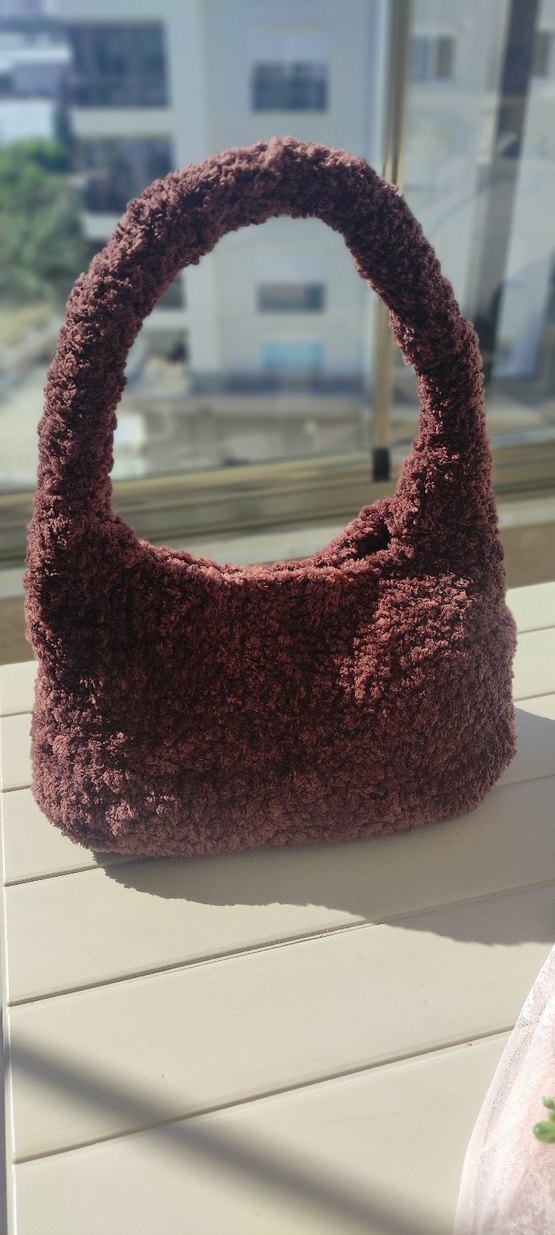 Örgü Bohem Kadın Çanta - Kahverengi - Görsel 3