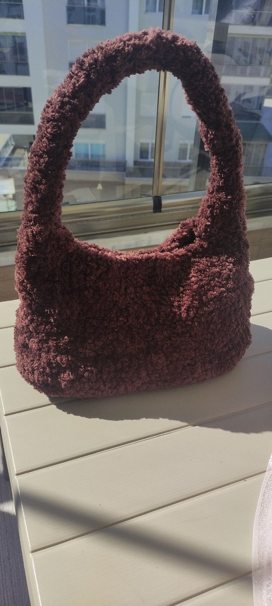 Örgü Bohem Kadın Çanta - Kahverengi - Görsel 4