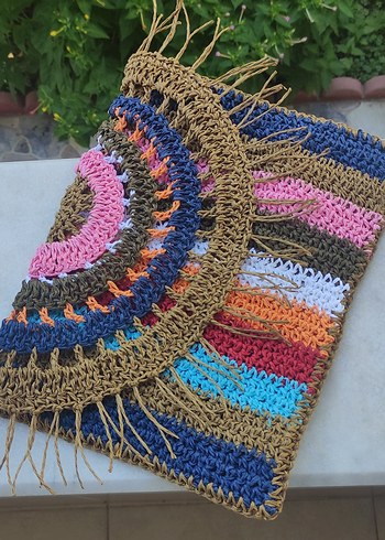 RenkliÖrgü Bohem Kadın Portföy Çanta - Görsel 4