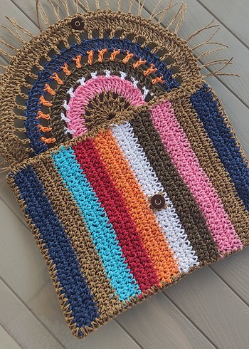 RenkliÖrgü Bohem Kadın Portföy Çanta - Görsel 5