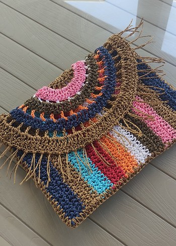 RenkliÖrgü Bohem Kadın Portföy Çanta - Görsel 3