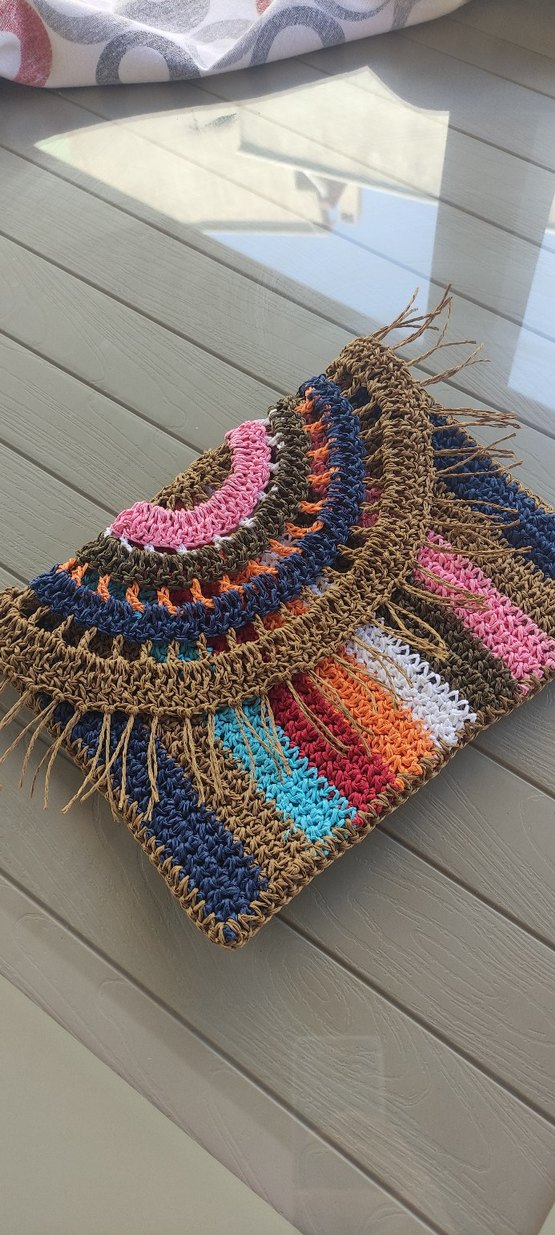 RenkliÖrgü Bohem Kadın Portföy Çanta - Görsel 3