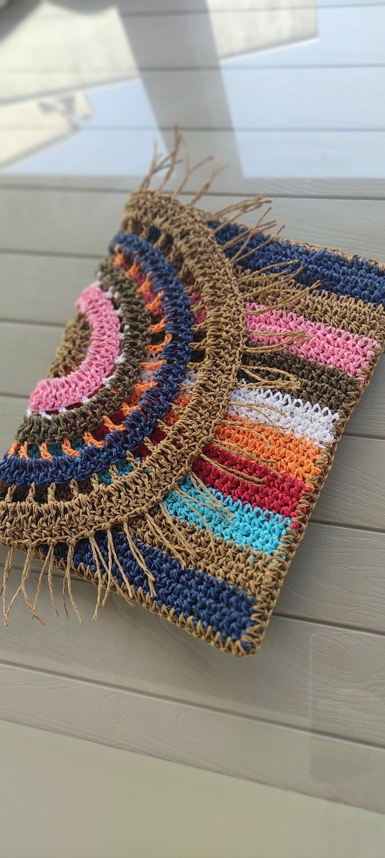 RenkliÖrgü Bohem Kadın Portföy Çanta - Görsel 2