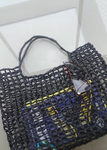 Siyah Örgü Kadın Çanta - Görsel 3