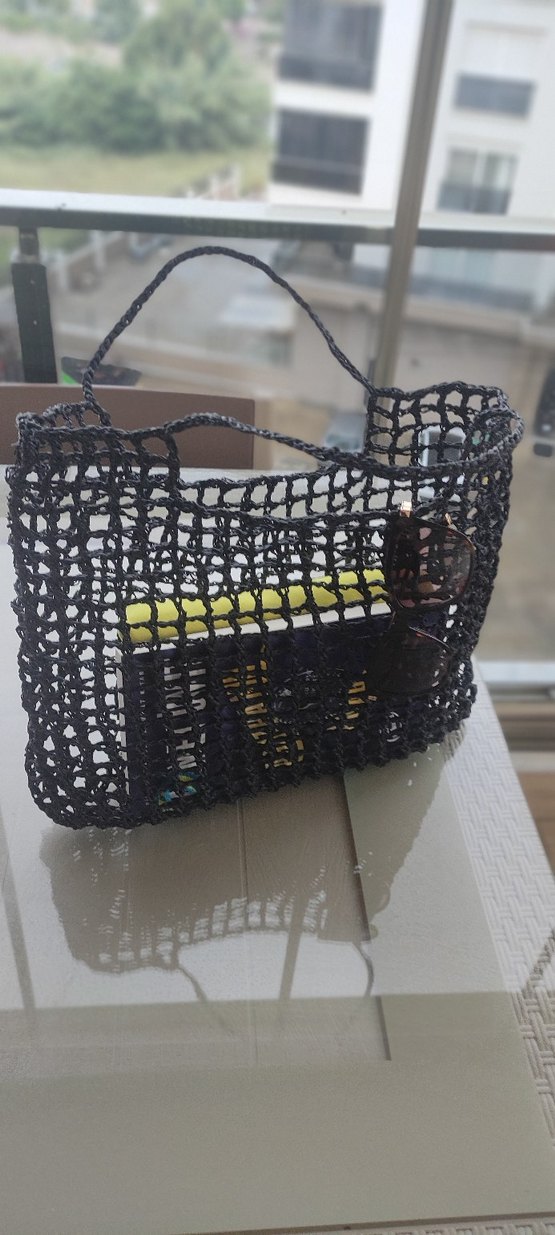 Siyah Örgü Kadın Çanta - Görsel 4