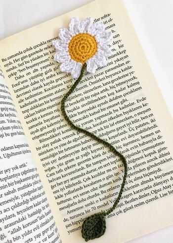 Renkli Örgü Çiçek kitap ayracı - Görsel 5