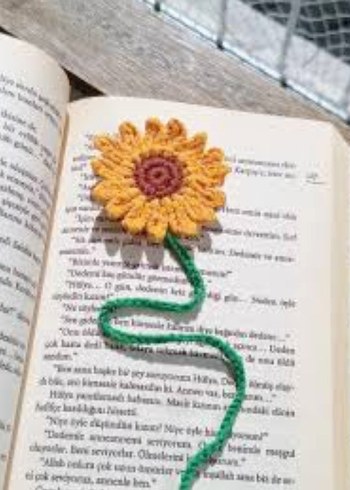 Renkli Örgü Çiçek kitap ayracı - Görsel 6