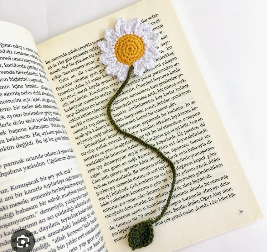 Renkli Örgü Çiçek kitap ayracı - Görsel 5