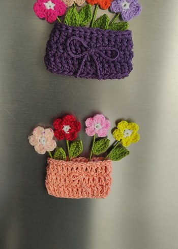 Renkli El Örgüsü Çiçekli Mıknatıslı Magnetler - Görsel 7