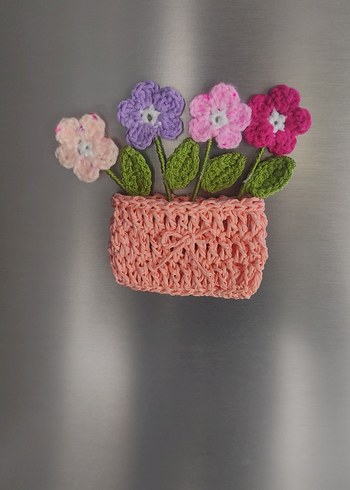 Renkli El Örgüsü Çiçekli Mıknatıslı Magnetler - Görsel 8