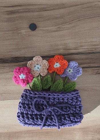 Renkli El Örgüsü Çiçekli Mıknatıslı Magnetler - Görsel 5