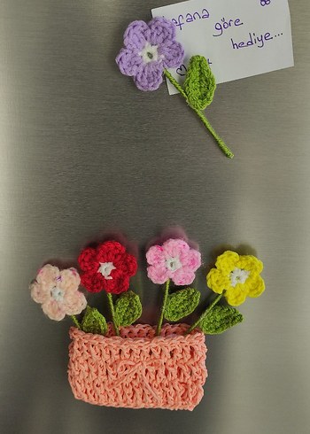 Renkli El Örgüsü Çiçekli Mıknatıslı Magnetler - Görsel 4