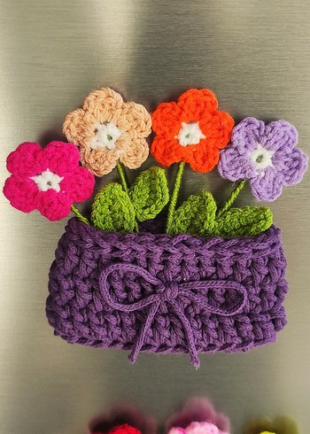 Renkli El Örgüsü Çiçekli Mıknatıslı Magnetler - Görsel 3