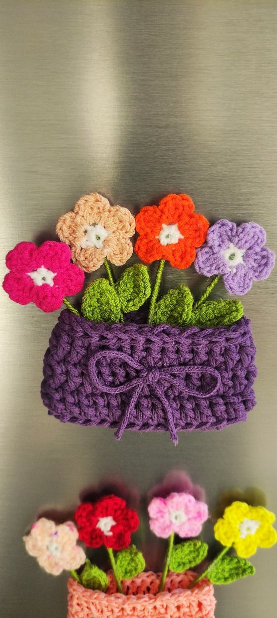 Renkli El Örgüsü Çiçekli Mıknatıslı Magnetler - Görsel 3