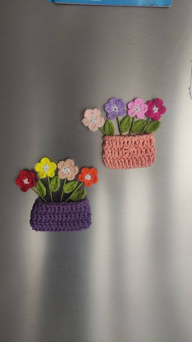 Renkli El Örgüsü Çiçekli Mıknatıslı Magnetler - Görsel 2