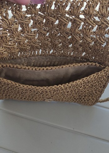 Bej Örgü Bohem Kadın Portföy Çanta - Görsel 7