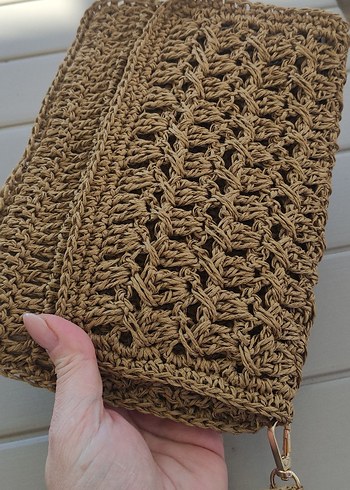 Bej Örgü Bohem Kadın Portföy Çanta - Görsel 3