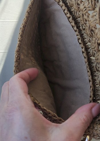 Bej Örgü Bohem Kadın Portföy Çanta - Görsel 12