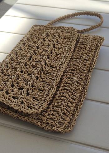 Bej Örgü Bohem Kadın Portföy Çanta - Görsel 4