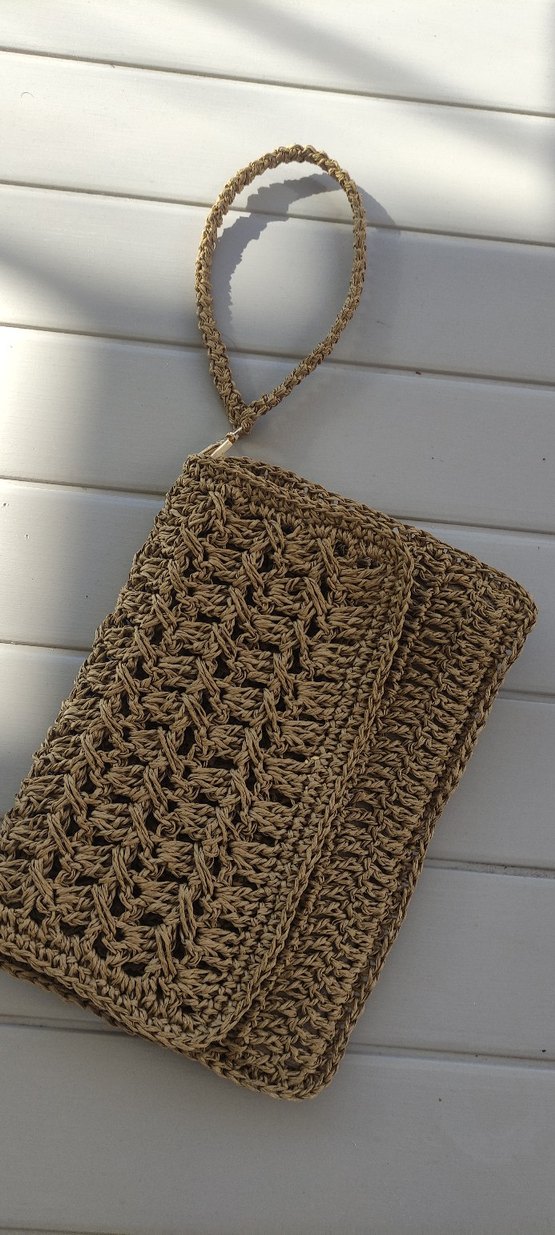 Bej Örgü Bohem Kadın Portföy Çanta - Görsel 2