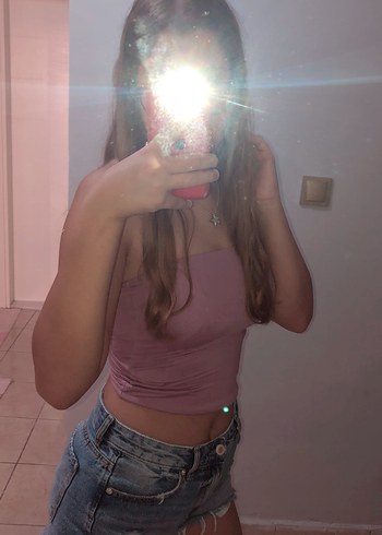 Bershka Pembe Straplez Bluz - Görsel 3