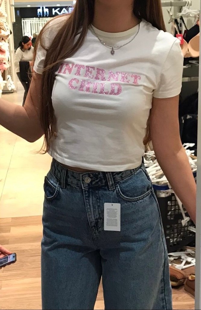 Bershka Beyaz Baskılı Kadın Tişört - Görsel 4