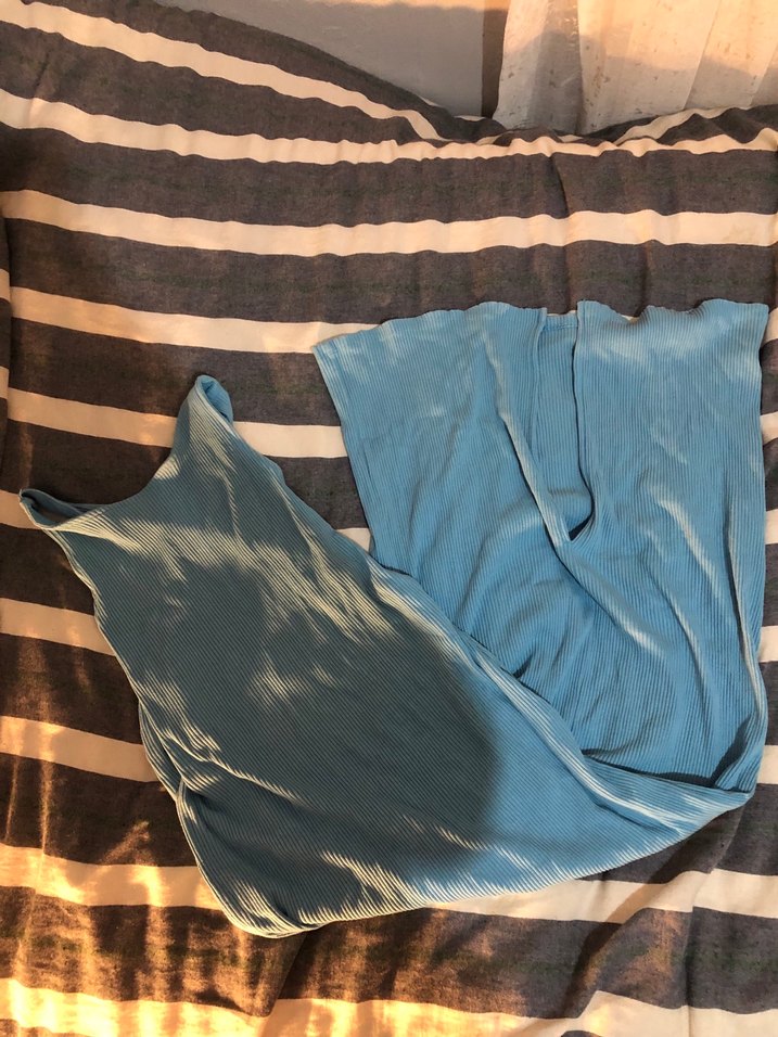 H&M midi boy sırt detaylı mavi elbise - Görsel 3