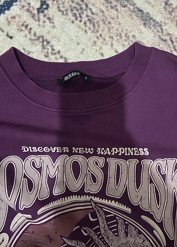 Addax Mor Baskılı Kadın Sweatshirt