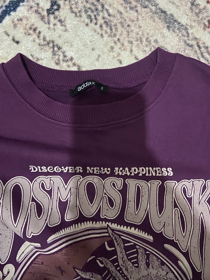 Mor Baskılı Kadın Sweatshirt - Görsel 2