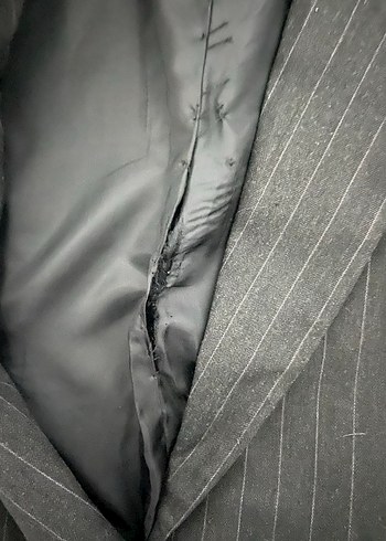 Kadın Gri Çizgili Blazer Ceket - Görsel 4