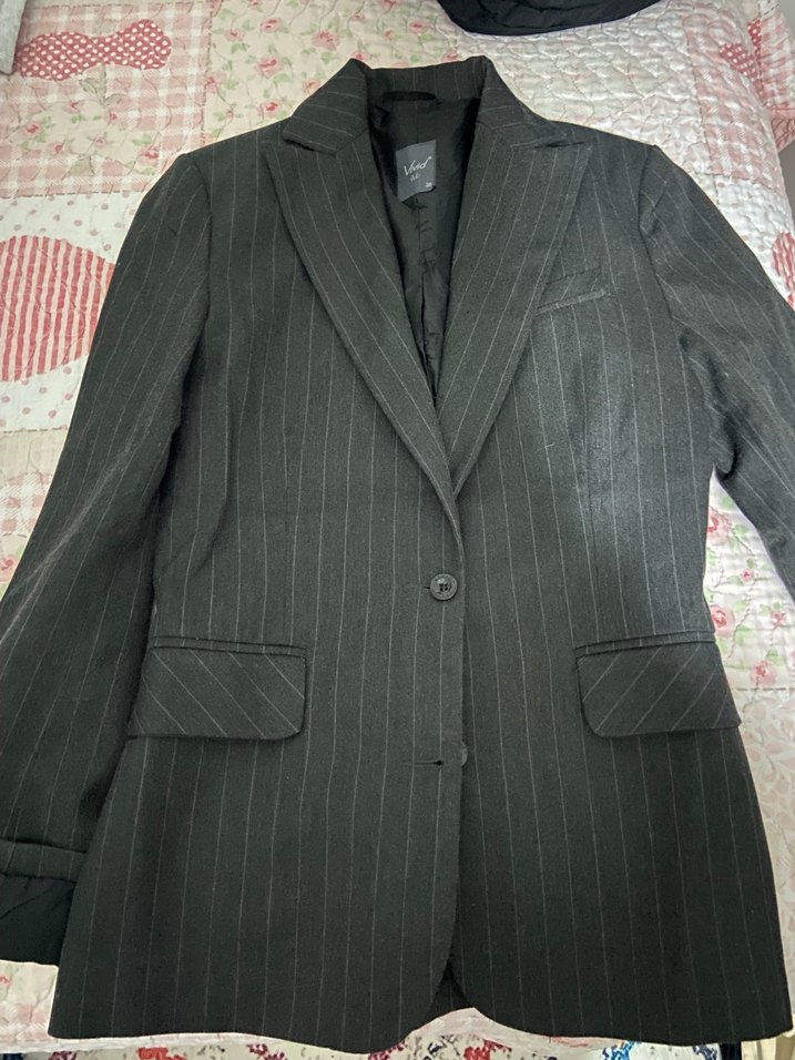 Kadın Gri Çizgili Blazer Ceket - Görsel 2