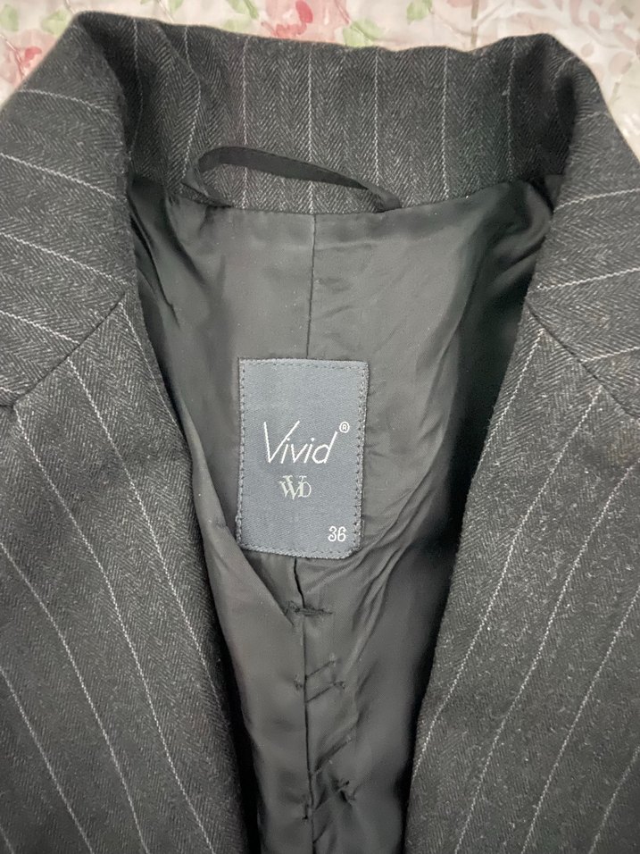 Kadın Gri Çizgili Blazer Ceket - Görsel 3