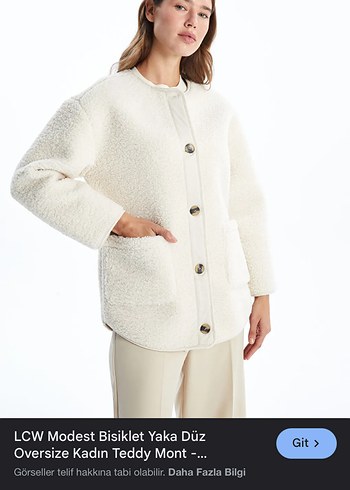 Düğmeli Beyaz Kadın Midi Mont - Görsel 5