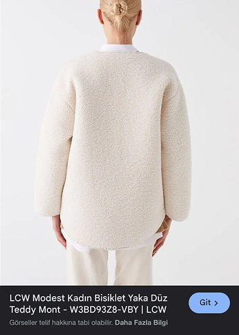 Düğmeli Beyaz Kadın Midi Mont - Görsel 4