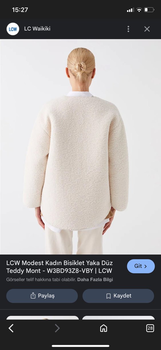 Düğmeli Beyaz Kadın Midi Mont - Görsel 4