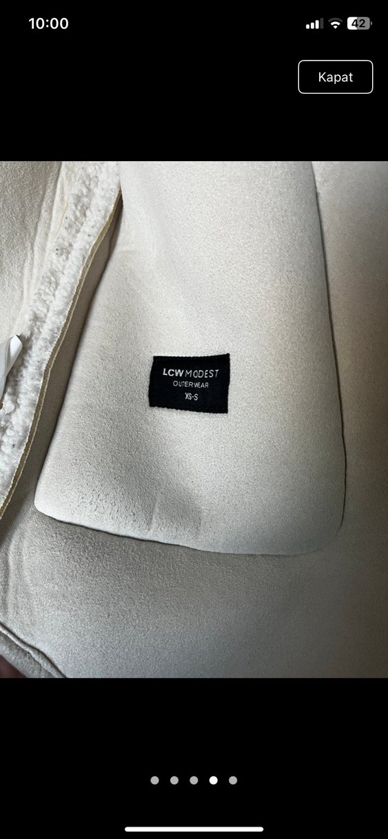 Düğmeli Beyaz Kadın Midi Mont - Görsel 3