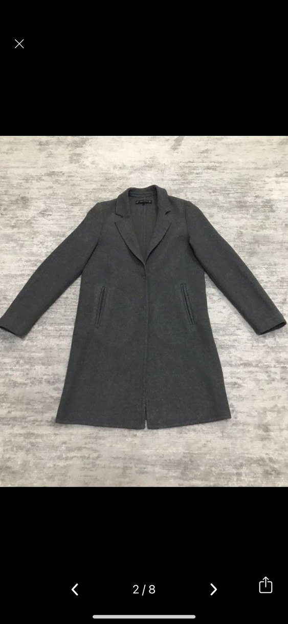 Gri Erkek Yün Midi Kaban - Görsel 2