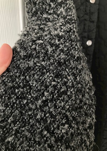 Özel Dikim Düğmeli Siyah Gri Kadın Uzun Kaban - Görsel 2