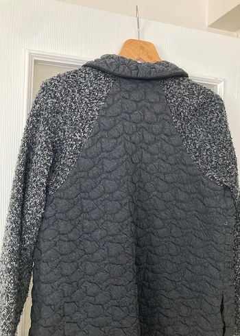 Özel Dikim Düğmeli Siyah Gri Kadın Uzun Kaban - Görsel 7