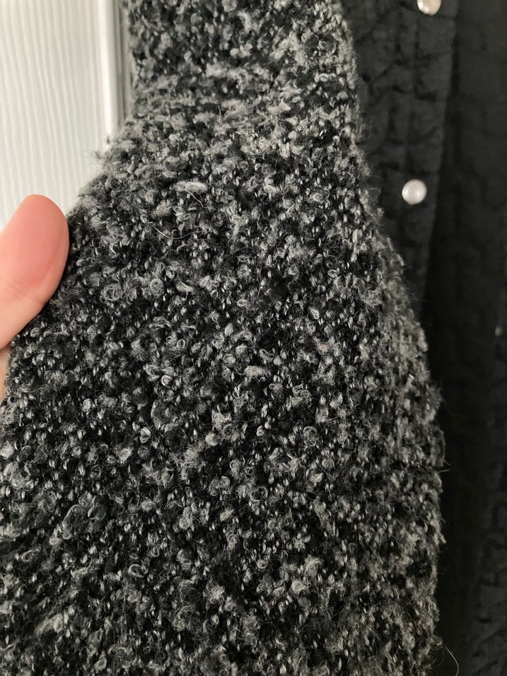 Özel Dikim Düğmeli Siyah Gri Kadın Uzun Kaban - Görsel 2