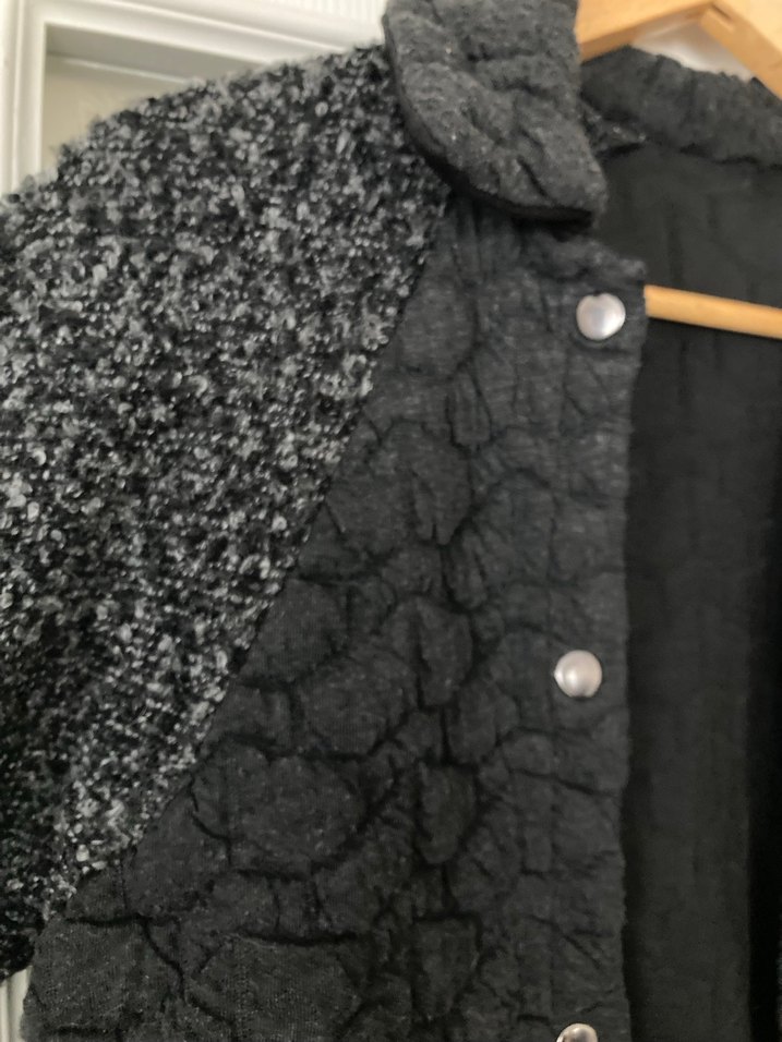 Özel Dikim Düğmeli Siyah Gri Kadın Uzun Kaban - Görsel 3