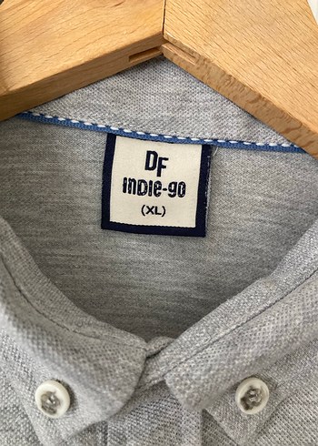 Gri Erkek Lacost Kumaş Gömlek, Uzun Kollu, Rahat Kesim - Görsel 5