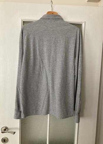 Gri Erkek Lacost Kumaş Gömlek, Uzun Kollu, Rahat Kesim - Görsel 6