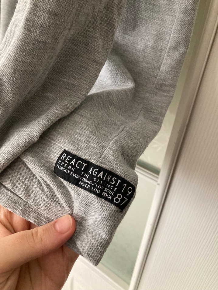 Gri Erkek Lacost Kumaş Gömlek, Uzun Kollu, Rahat Kesim - Görsel 4