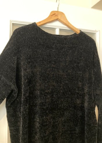 Siyah Triko Midi Kadın Tunik/Panço Model - Görsel 3