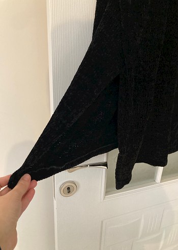 Siyah Triko Midi Kadın Tunik/Panço Model - Görsel 4