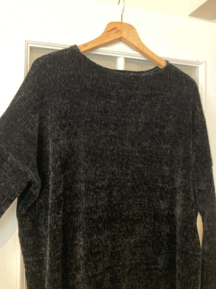 Siyah Triko Midi Kadın Tunik/Panço Model - Görsel 3