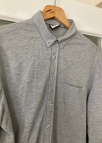 Gri Uzun Kollu Lacost Kumaş Gömlek - Görsel 3